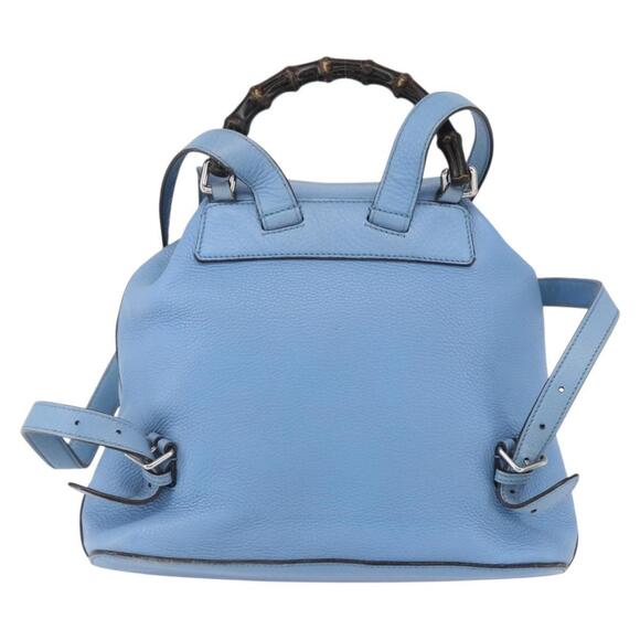 GUCCI Bamboo Backpack Leather Light Blue Silver 370833 Auth BA9273V main image 16